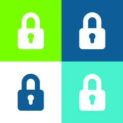 Big Lock Flat four color minimal icon set