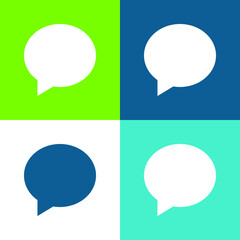 Black Oval Speech Bubble Flat four color minimal icon set