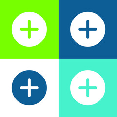Obraz premium Add Flat four color minimal icon set