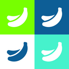 Obraz na płótnie Canvas Banana Flat four color minimal icon set
