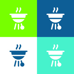 Barbecue Flat four color minimal icon set