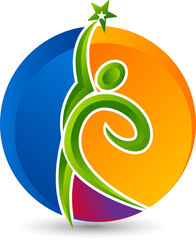 Illustration art of a winner fitness logo with isolated background