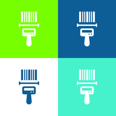Barcode Reader Flat four color minimal icon set