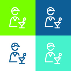 Bartender Flat four color minimal icon set