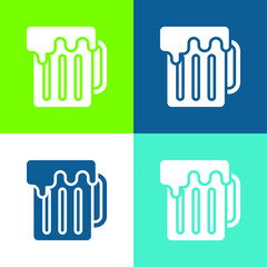 Beer Flat four color minimal icon set