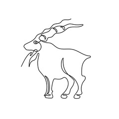 The goat is drawn with one line. Chinese zodiac sign of the year of the goat.