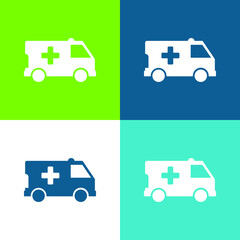 Ambulance Flat four color minimal icon set