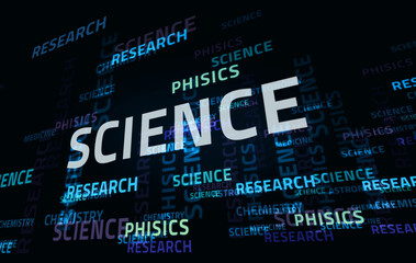 Science research and phisics text abstract concept illustration