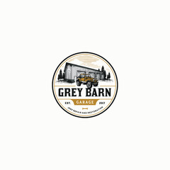 Vintage barn with jeep logo template