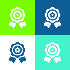 Badge Flat four color minimal icon set