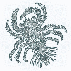 Sea Mandala Vector. Vintage decorative elements. Oriental pattern, vector illustration.