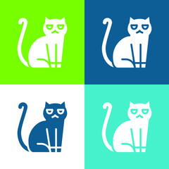 Black Cat Flat four color minimal icon set
