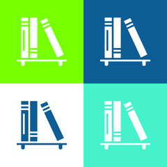 Books Flat four color minimal icon set