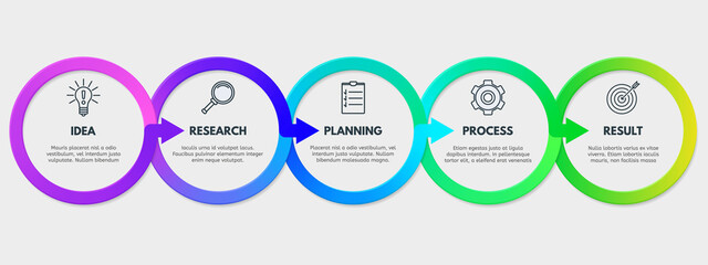 Business flowchart presentation. Workflow process steps infographic template isolated vector illustration. Business timeline infographic chain