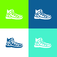 Boots Flat four color minimal icon set