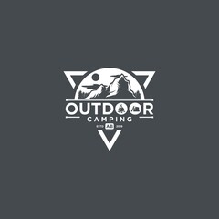 mountain outdoor camping logo design vector