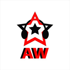 simple logo letter a w star and speaker