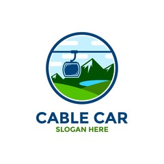 Mountain cable car logo, icon or symbol design template, vector illustration