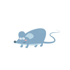 Cute cartoon mouse isolated on white transparent background