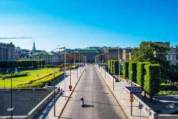 Fototapeta na wymiar Stockholm, Sweden - July 5 2021: View from Kungliga slottet, Royal palace in Stockholm, Sweden. Popular sightseeing and tourist destination.