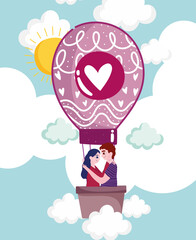 couple in a hot air balloon