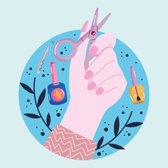 woman hand with scissors