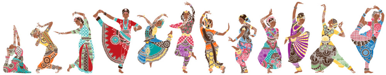 Fototapeta Dancing girls in bright oriental costumes obraz