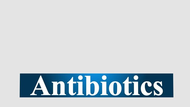 Antibiotics (antibodies) animated lower third in high resolution, suitable for television and news.