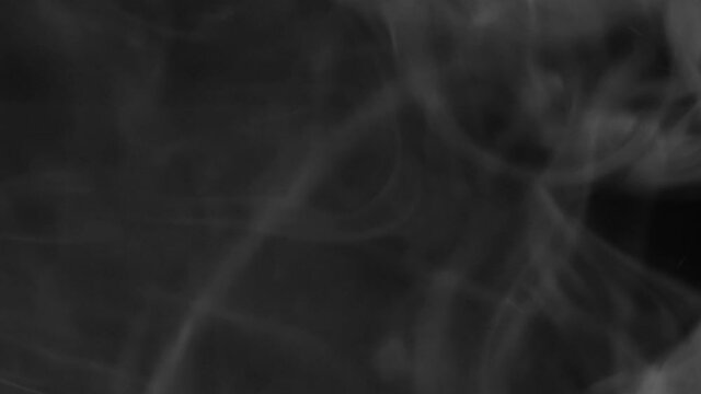 Abstract white smoke on dark background. Motion of ice smoke cloud.