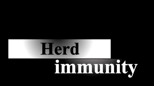 Herd immunity lower third with metallic text effect in high resolution Quicktime Alpha Channel.
