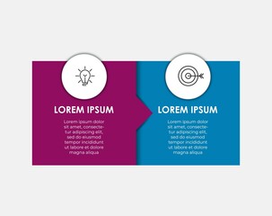 Vector Infographic design illustration business template with icons and 2 options or steps. Can be used for process diagram, presentations, workflow layout, banner, flow chart, info graph