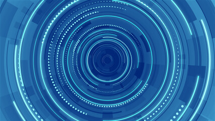 Circle white blue bright technology Hi-tech background. Abstract graphic digital future scifi concept design.