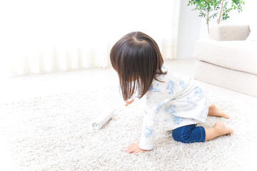 掃除をする子供