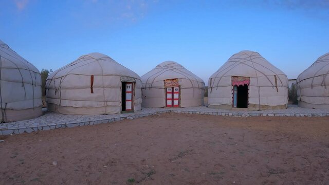 Yurts in the Kyzylkum desert