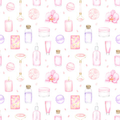 Watercolor Spa Seamless Pattern
