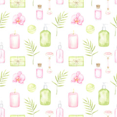 Watercolor Spa Seamless Pattern