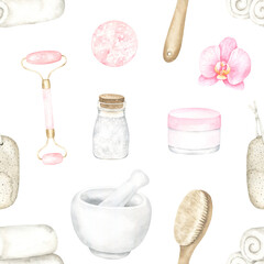 Watercolor Spa Seamless Pattern