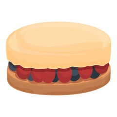Cheesecake icon cartoon vector. Strawberry cake. Slice cheesecake