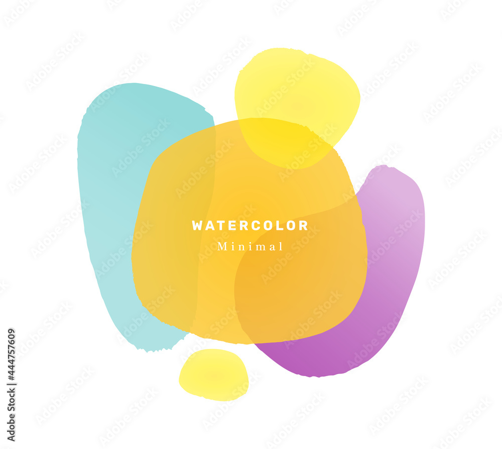 Poster minimalist watercolor banner with text, isolated abstract design of liquid shape blob. contemporary 