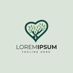 Tree logo concept with love vector
