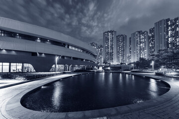 Pond of public park in Hong Kong city