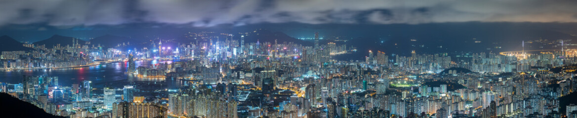 Fototapeta premium Night scenery of panorama of Hong Kong city