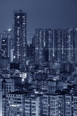 Night scenery of skyline of downtown district of Hong Kong city