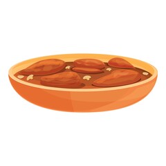 Meat soup icon cartoon vector. Hot food soup. Meat dish bowl