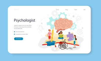 Psychology web banner or landing page. People's mental