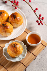 Moon cake yolk pastry for Mid-Autumn Festival holiday.