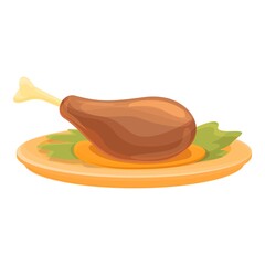 Cooked chicken leg icon cartoon vector. Roast turkey food. Chicken meat
