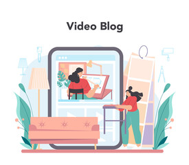 Professional decorator online service or platform. Designer planning