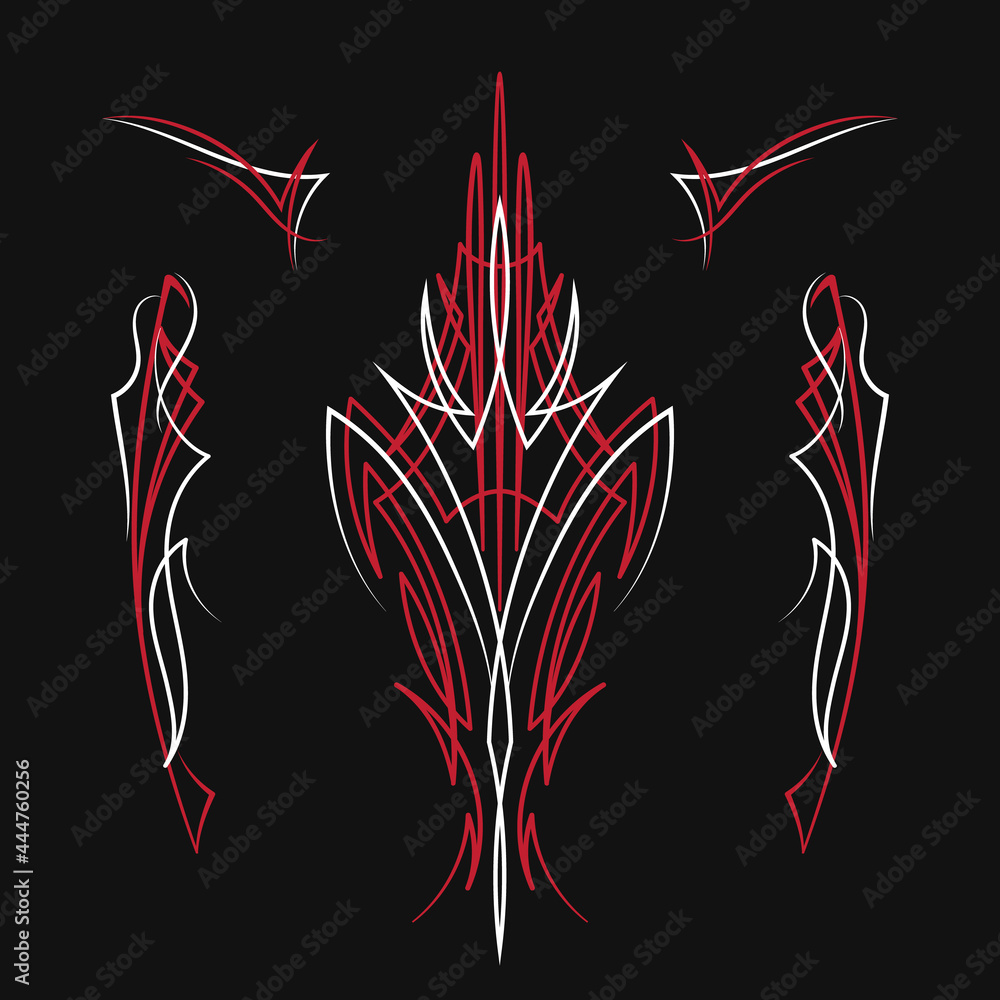 Wall mural pinstriping motorcycle and car design hand drawn vector