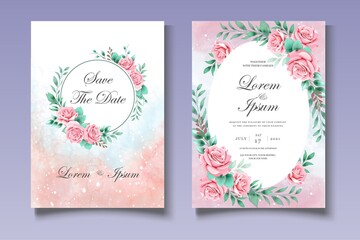 Beautiful floral wedding invitation card template